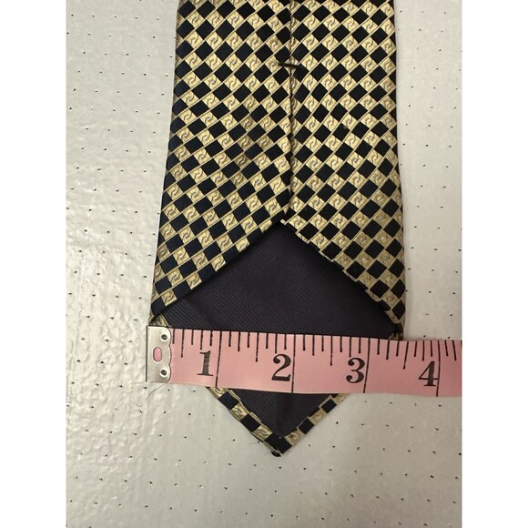 Roundtree & Yorke Collegiate Necktie Blue Yellow L W 100% Imported Silk - Picture 4 of 5